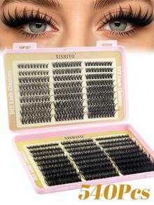 540 Single Cluster Eyelash Tray, Large Capacity, 9-16mm Mixed Length Cluster False Eyelashes, Suitable For Beginners DIY Eyelash Extension Kit At Home, Eyelash Clusters, Single False Eyelashes, False Eyelashes, False Eyelashes - View 2