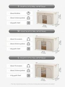 1pc Beige Foldable Clothes Storage Bag With Transparent Window, Smooth Two-Way Zipper And Sturdy Handle, Extra Large Capacity For Sweaters, Coats And Bedding, Portable Packing Bag For Moving, College Dorm And Road Trips - White - View 8