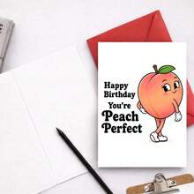 1pc Creative & Funny Birthday Greeting Card, Innovative Design, Thick Card & Envelope - Happy Birthday You're Perfect - Cute Peach Design, Suitable For Friends, Sisters, Brothers, Colleagues, Valentine's Day And Gag Gifts For Buddies - View 4