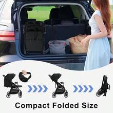 Lightweight Baby Stroller, Foldable Stroller, Widened Sunshade With Zipper, One-Touch Collection, Adjustable Backrest, Breathable Mesh, Easy To Carry, Suitable For Travel - 黑色 - 查看 3