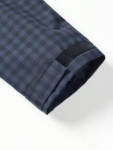 All-Over Plaid Textured Hooded Functional Jacket, Lightweight Long Sleeve Layering Jacket For Cycling, Hiking, Commuting, Casual Wear, Spring And Autumn - Blue - View 8