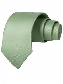 1PC Solid Color Men's Tie, Diagonal Ribbed Business Formal Hand-Tied Necktie, (6cm Wide) - Mint Green - View 2
