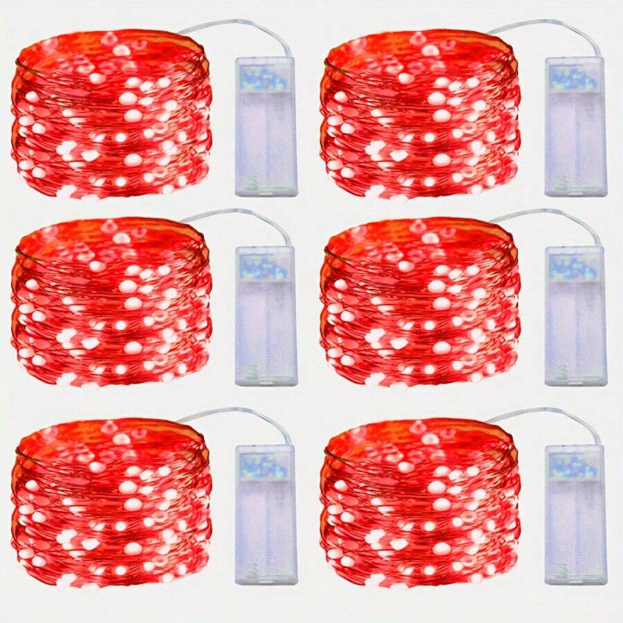 Vibrant Red LED String Lights 4/5/6 Pack, 10FT Battery Operated Fairy ...