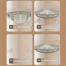 1PC Rust-Proof Plastic Corner Shower Caddy - Wall-Mounted Curved Design Shampoo, Cosmetics And Toiletries Storage Rack, Space-Saving Organizer, Suitable For Small Bathrooms - Multicolor - View 8