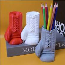 3D Printed Boxing Glove Shaped Pen Holder, Creative Red Boxing Glove Design, Multi-Functional Storage Organizer, Student Office Tool Bucket, Desktop Decor Ornament - Multicolor - View 2