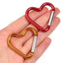 5pcs/Pack Large Heart-Shaped Zinc Alloy Spring Snap Hooks 43X42mm, Colorful Heart-Shaped Keychain Clasp, Bag Buckle, DIY Hanging Hook Material Accessory - Heart-shaped Carabiner - View 3