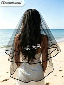 Customizable Double Layer Bridal Veil, Personalized Name Customization, Bachelorette Party And Wedding Accessory, Gift For Bride - Multicolor - View 5