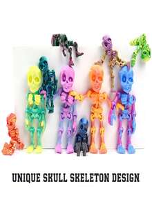 Figura de acción de esqueleto impresa en 3D, con articulaciones móviles, decoración de escritorio estilo de terror, juguete y regalo para fiesta de Halloween - Multicolor - Ver 1