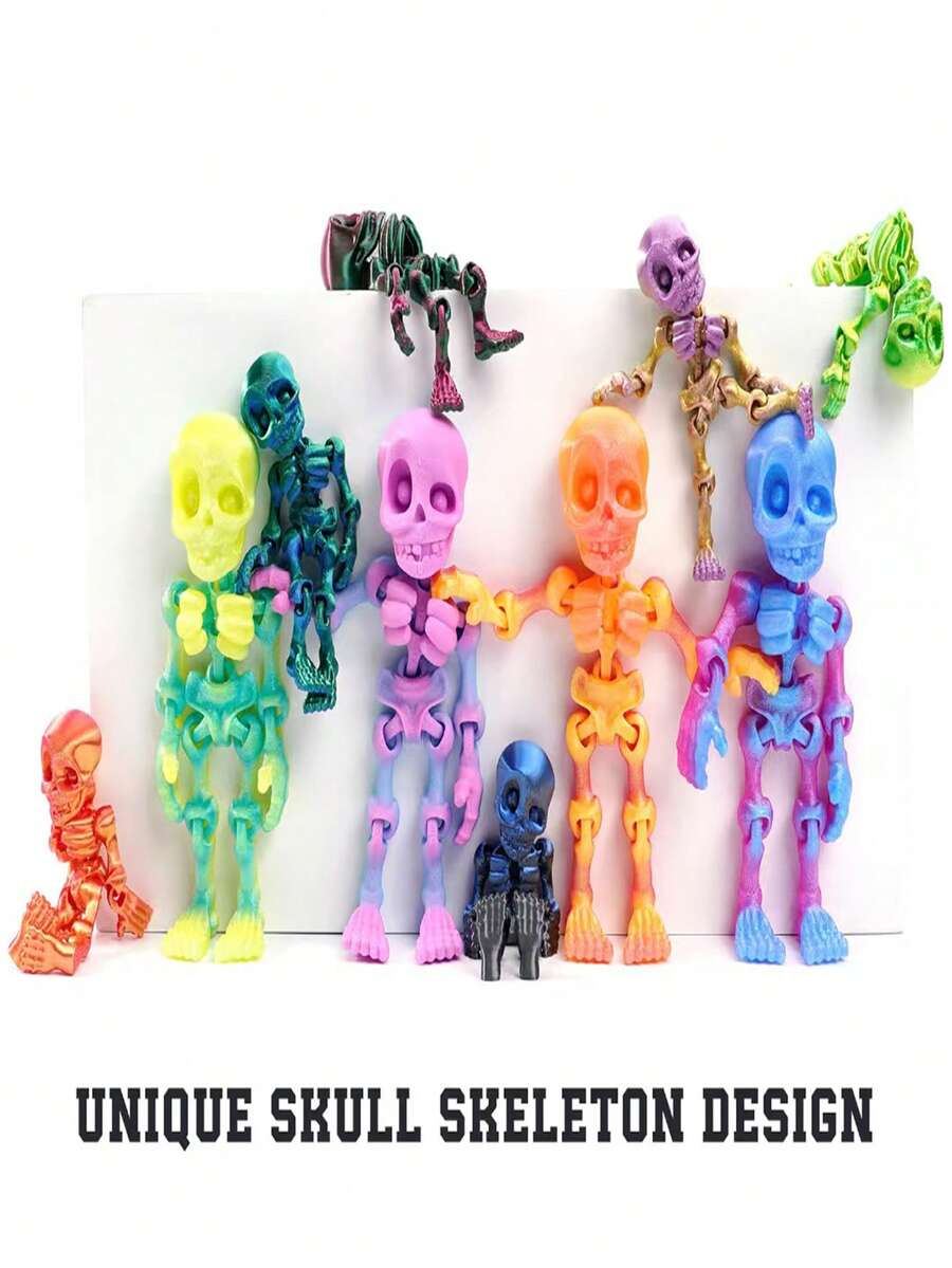 Figura de acción de esqueleto impresa en 3D, con articulaciones móviles, decoración de escritorio estilo de terror, juguete y regalo para fiesta de Halloween - Multicolor - Ver 1