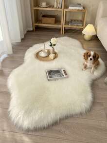 Alfombra suave y esponjosa de color crema blanco, para dormitorio, sala de estar, estudio, oficina, lavable y antideslizante, alfombra de sala de estar, alfombras de dormitorio, alfombra de lado de la cama, alfombra de piel sintética, alfombra decorativa, alfombra de pelo largo, decoración de dormitorio, decoración del hogar, decoración de otoño para el hogar, decoraciones de habitación, decoración de Halloween - blanco lechoso - Ver 3