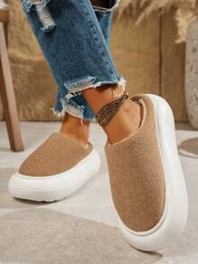 Damen Mode Dicksohlige bequeme Outdoor Pendeln Zuhause Innen Warm Hausschuhe, Herbst/Winter - Braun - Übersicht 2