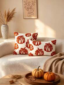 LCUHPCL 1pc Autumn Thanksgiving 3D Pumpkin Embroidery Pillow Case, Atmospheric Decor For Living Room, Bedroom, Party, Dining Room And More - Multicolor - View 2