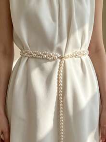 1 Piece Of Bridal Multi-Layer Faux Pearl Belt Waist Chain Wedding Decoration Waist Chain - White - View 2