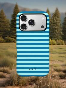 GIIPPA 1件淺藍色橫條紋圖案設計手機殼，適用於Phone 17 Pro Max，相容於Phone 16 Pro Max、15 Pro Max、14 Pro Max，韓式高端時尚趣味手機殼，相容於11/12/13/14/15/16 Pro Max Plus，優雅設計男女皆宜，聖誕節、情人節、復活節、婚禮季與生日送女友的完美禮物 - 淺藍色 - 查看 7