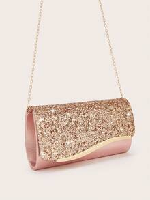 REMANLAND Shiny Evening Clutch, Elegant Fashion Envelope Bag, Women's Wedding Party Ball Clutch - Champagne - View 4