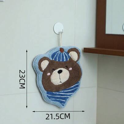 Toalla de Mano Colgante de Terciopelo Coral con Diseño de Dibujos Animados, Toalla Cuadr Gruesa Súper Absorbente para Cocina y Baño