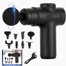 Multifunctional Portable Fascia Gun, Electric Massager, USB Charging Port, 6-Speed Adjustable + 8 Replaceable Massage Heads, Suitable For Muscle Relaxation After Sports And Fitness, Applicable To Sports And Fitness, Christmas Or Halloween Gift For Family, Friends, Classmates, Handheld Device, Fascia Massager, Fitness Enthusiasts - Multicolor - View 3