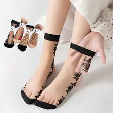 1/4/8 Pairs Women's Thin Mesh Socks, Summer Sheer Silky Lace Short Socks, Cute Knee-High Socks, Also Suitable For Autumn Wear - Multicolor - View 5