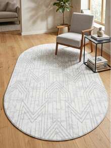 BONNY HOME Gray Oval Scandinavian Design Area Rug, Viora 7030, Machine Washable, Robot Vacuum Friendly, Low Pile, Easy To Clean, Pet Friendly For Living Room, Bedroom And Dining Room - Grey - View 2