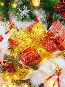Đèn dây ruy băng trang trí cây thông Noel 9.8ft 30 LED viền vàng, đèn dây ruy băng tiên cho cây thông Noel, phù hợp cho cây thông Noel, đám cưới, tiệc sinh nhật, trang trí lễ hội tại nhà, trang trí tường tiệc năm mới, màu vàng ấm - nhiều màu - Xem 5