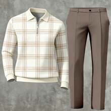 Men's Fashionable, Comfortable, Casual Spring And Autumn Striped Plaid ...