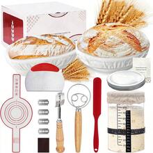 Complete Sourdough Starter Kit,10 Inch Round & 9 Inch Oval Banneton Sourdough Bread Baking Supplies With Sourdough Starter Jar, Sour Dough Starter Kits For Women, Men, And Bread Bakers - Brown - View 1