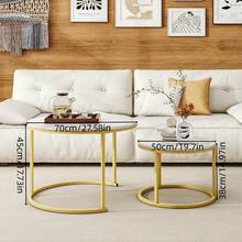 Super life Mesa de café compacta de estilo nórdico, disponible en múltiples tamaños incluyendo redonda y mesa de café redonda minimalista moderna o mesa auxiliar, adecuada para salas de estar pequeñas. Dorado, muebles, mesa. - Multicolor - Ver 8