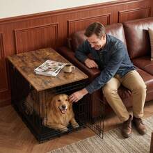 HaluPeit Retro Color Palette Pet Dog Cage, Multi-Functional Storage Side Table Cage For Home Use, Convenient Three Sided Door Opening, Comfortable Home Use For Small And Medium-Sized Dogs Living In Dog Cages - Rust Brown - View 2