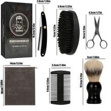 Perlengkapan Perawatan Jenggot Pria dengan Pisau Cukur Lurus, Kuas Cukur, Sisir Jenggot, dan Kotak Penyimpanan, Set Perawatan Profesional, Hadiah untuknya - Sisir jenggot + sikat jenggot - View 10