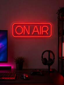 1件裝 ON AIR LED 霓虹燈牌附 USB 線，PS 板紅色霓虹燈，直播間裝飾，電競房牆面裝飾燈牌，工作室禮物 - 紅色 - 查看 3