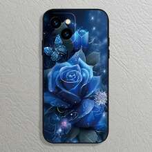 Fashionable Floral Pattern Phone Case Suitable For IPhone 17 16 15 14 13 12 11 Pro/Max/Plus Anti Drop And Shockproof Back Cover - Dark Blue - 查看 7