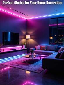 1 捲 5050 RGB LED 智慧電視燈條，柔性自黏式變色可調光，適用於電視背景、遊戲室、聖誕節、節日派對、情人節裝飾與氛圍照明 - 彩色 - 查看 5