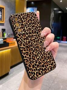 1pc Vintage Leopard Print Camera Protection Phone Case UV Printed Compatible With Samsung/Galaxy/ Android Models - Black - View 1