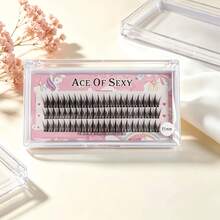 Pestañas postizas de ángel segmentadas de 60 racimos, pestañas de racimo único con tallo largo negro natural autoadheribles, set de cosméticos para maquillaje de ojos DIY en casa para principiantes, maquillaje de elfo, regalo para citas y vacaciones - Ver 5