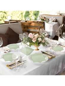 20/40/80pcs Double Layer Sage Green Cocktail Napkins, Disposable Paper Napkins, Folded Size 10*10 Inches, Suitable For Dinner, Wedding, Birthday Party, Bridal Shower, Anniversary, Reception And Other Events - Sage Green - View 7