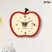 1 pieza Reloj de pared decorativo minimalista creativo con forma de manzana roja, movimiento de cuarzo ultra silencioso, sin sonido de tic-tac, adecuado para decorar sala de estar, dormitorio, oficina, cocina y cafetería, regalo decorativo perfecto para amigos y familia, se puede usar para decoración de habitación, decoración de dormitorio, decoración de dormitorio universitario, decoración de regreso a la escuela, sorpresa escolar, temporada de apertura escolar, decoración de boda, regalo de cumpleaños para amigos, decoración del hogar y útiles escolares. - Reloj de pared decorativo - Ver 1