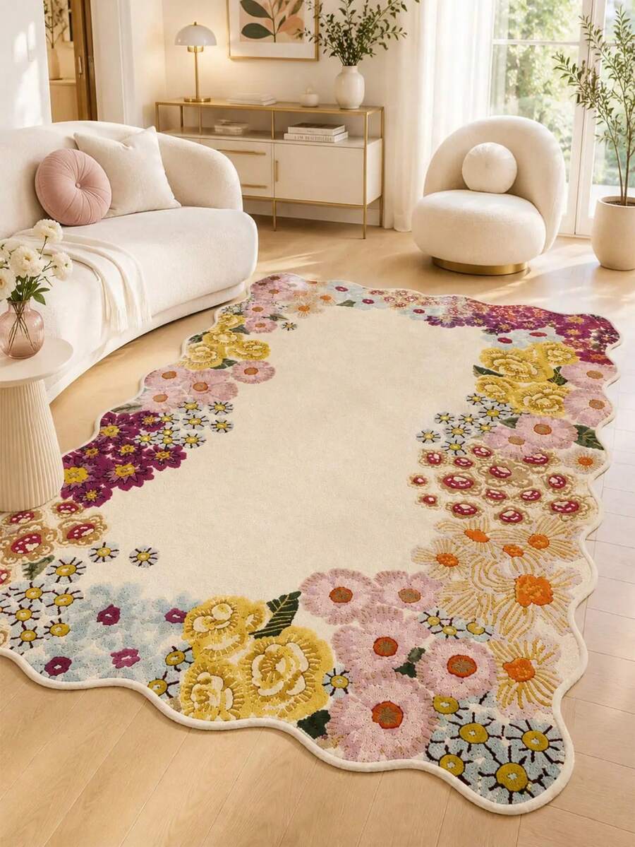 Alfombra de sala de estar hecha en Turquía de tacto suave lavable a máquina - Multicolor - Ver 1