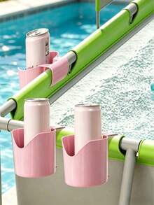 1/2/4pcs Heavy Duty Poolside Cup Holder, Universal Fit For 2 Round Poles And Above Ground Pools, Spill-Proof Beverage, Beer And Phone Holder, Durable Outdoor Storage Rack, Suitable For Patio, Beach And Party - Multicolor - View 2