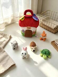 1pc Unisex Animal Plush Doll With Built-In Paper Ring, Squeaker, Bell And Mirror, Multi-Functional Early Education Doll, Suitable As Newborn Gift - Multicolor - View 8