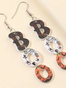 1pair Halloween Acrylic BOO Colorful Letter Spider Web Drop Earrings For Women Girl For Funny Horror All Saints' Day Jewelry Party Accessories - Multicolor - View 3