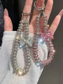 1 buah Gantungan Ponsel Tali Pergelangan Tangan Pendek Mutiara Mewah Rhinestone Zirkonia - MultiWarna - View 4