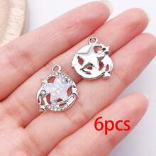 6/10 piezas Colgantes de estrella de resina con purpurina iridiscente e incrustaciones de strass en forma de luna, hallazgos para hacer joyas DIY para pulseras, collares y pendientes - Estrella - Ver 17