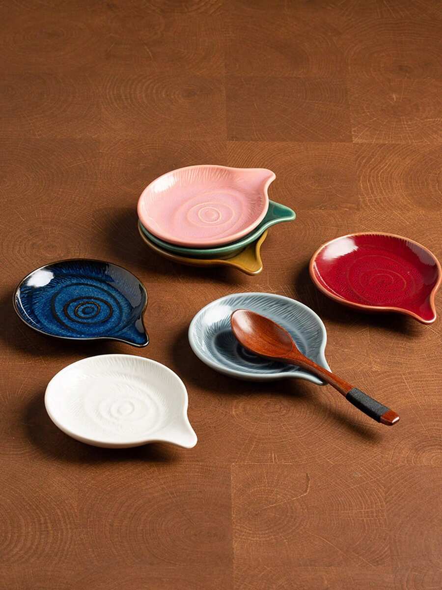 1pc Japanese Style Ceramic Spoon Holder, Water Drop Glazed Kitchen Utensil Rack, Suitable For Spoons, Ladles And Cooking Utensils, Countertop Spoon Holder, Tea Table Accessory, Coffee Bar Decor, Home Kitchen Decoration - Multicolor - View 1