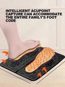 Tapis de massage des pieds EMS, Coussin de massage à stimulation électrique portable, Améliore la circulation sanguine, Soulage et détend les pieds - Noir - Voir 5