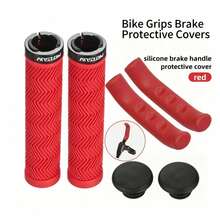 MOTSUV Mountain Bike Bicycle Riding Non-Slip Soft Handlebar Grips Set, Universal Lock-On, Rubber + Silicone Brake Grip Protector Kit - Multicolor - View 12