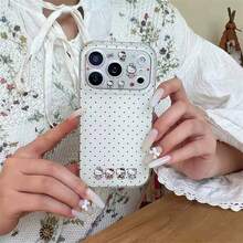 Sanrio Hello Kitty Large Window Polka Dot Phone Case Compatible With Apple 17 Pro Max, 16/15, 13/14, 12/11, Full Coverage Anti-Drop Protective Cover - White - View 5
