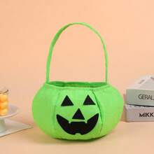 5/3/1pc Felt Jack-O'-Lantern Halloween Storage Basket With Handle, Neon Solid Color Pumpkin Face Storage Bucket, Reusable Handheld Gift Bag, Halloween Party Favor Autumn Holiday Decoration Halloween Accessory - Multicolor - View 14