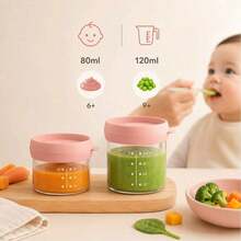 2pcs Glass Baby Food Storage Jars With Lids, 80ml & 120ml Reusable Portion Containers - Multicolor - View 6