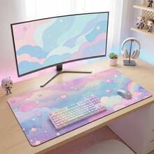 Candy Cloud Mouse Pad, Large Desk Mat, Keyboard Pad, Stitched Edge Non-Slip Design, Thickened Precise Gaming Use, Home Office Desk Accessories, Mouse Pad, Non-Slip Rubber Bottom, Boyfriend Girlfriend Gift, Back To School Office Supplies - Candy Clouds - View 6