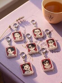 1 cái/7 cái móc khóa acrylic chibi quý ông văn phòng, nhiều biểu cảm hài hước, kính râm và thiết kế vest công sở, chất liệu trong suốt cao, khung vuông bo góc, in sắc nét với khóa D-shape tinh xảo, charm túi thời trang, phù hợp cho mùa tựu trường, quà tặng fan, bộ sưu tập tinh tế, dùng cho mọi mùa - Nhiều màu - Xem 4